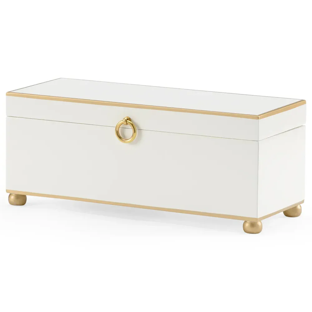 Celeste Rectangular Decorative Box - Cream, Wood image