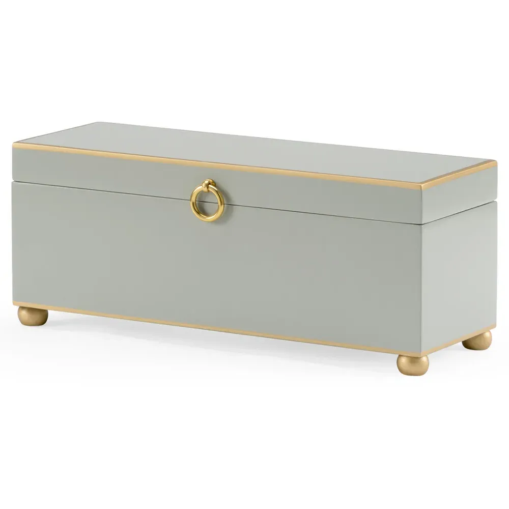 Celeste Rectangular Decorative Box - Gray, Wood