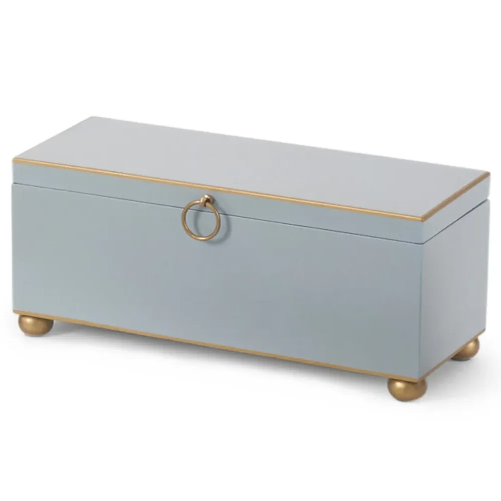 Celeste Rectangular Decorative Box - Pastel Blue, Wood