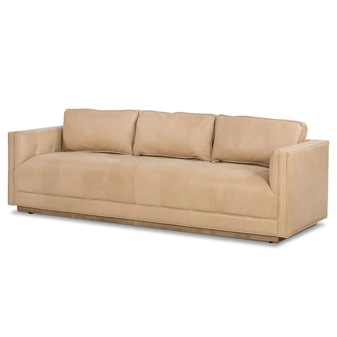 Celeste Tufted Seat Sofa - Beige, Leather
