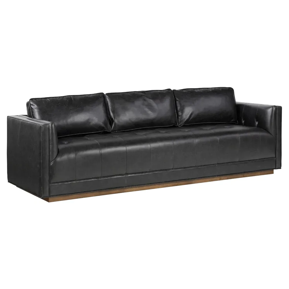 Celeste Tufted Seat Sofa - Black, Leather