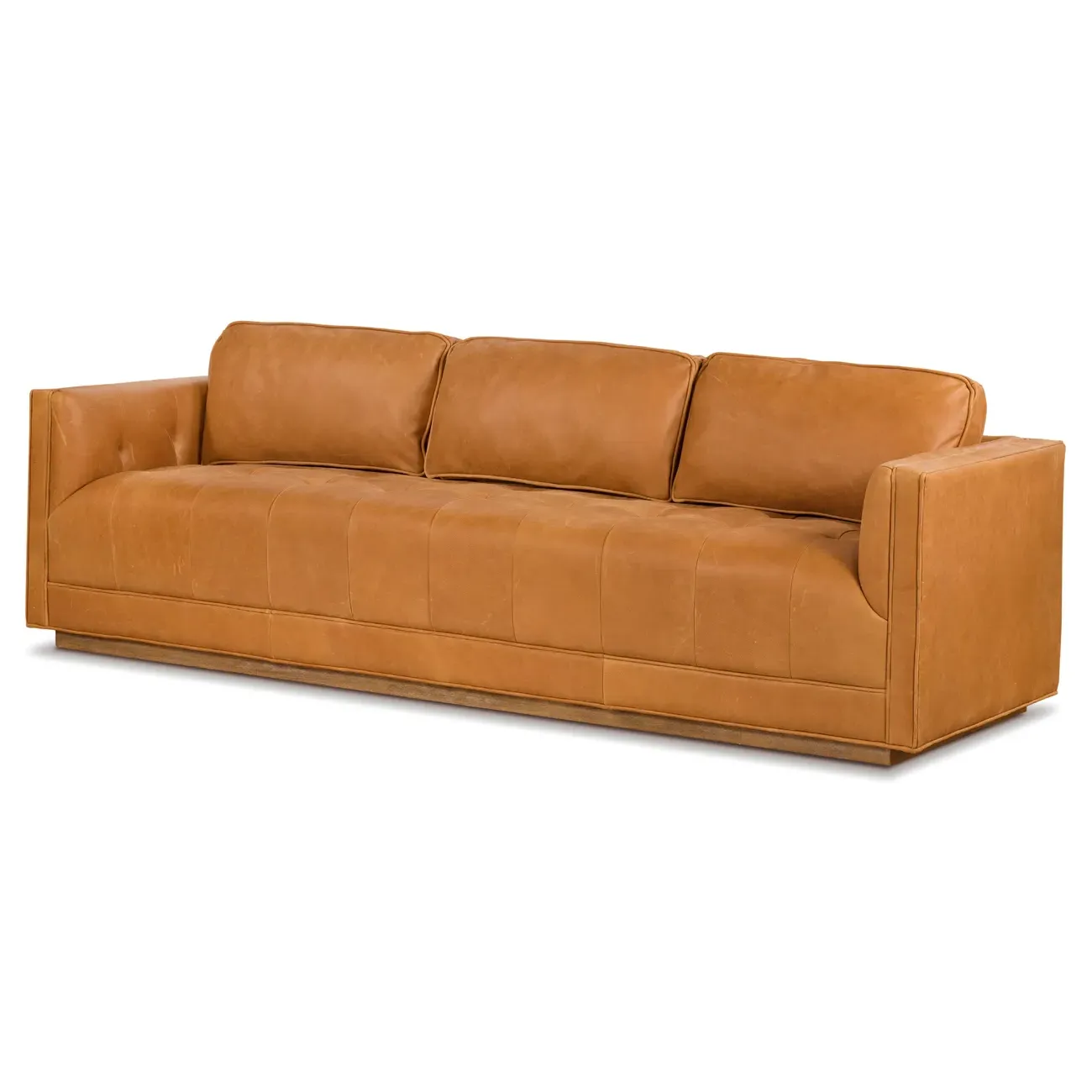 Celeste Tufted Seat Sofa - Cognac, Leather