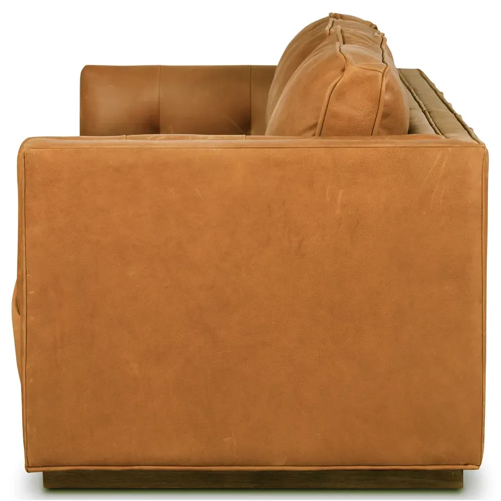 Celeste Tufted Seat Sofa - Cognac, Leather