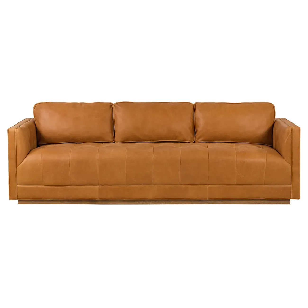 Celeste Tufted Seat Sofa - Cognac, Leather