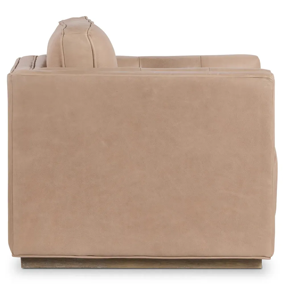 Celeste Tufted Swivel Arm Chair - Beige, Leather