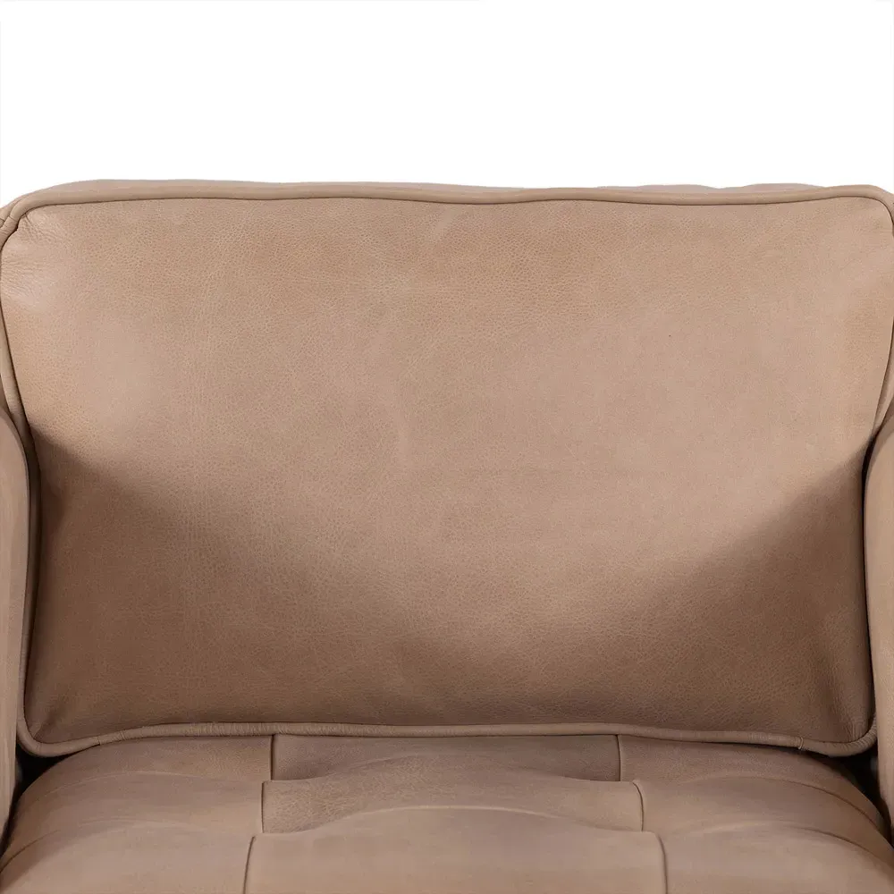 Celeste Tufted Swivel Arm Chair - Beige, Leather