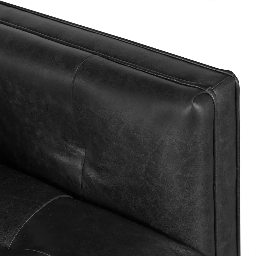 Celeste Tufted Swivel Arm Chair - Black, Leather