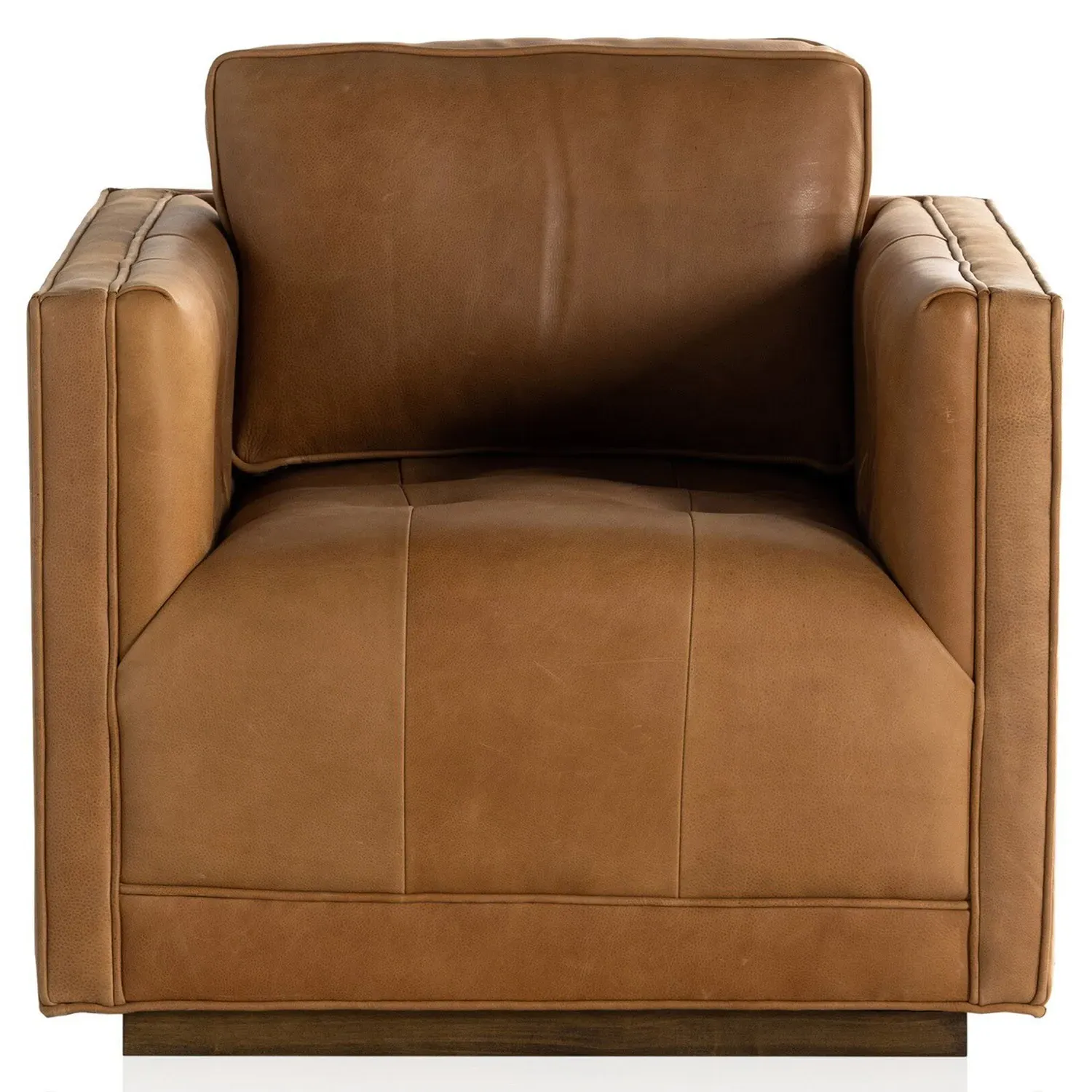 Celeste Tufted Swivel Arm Chair - Tan, Leather