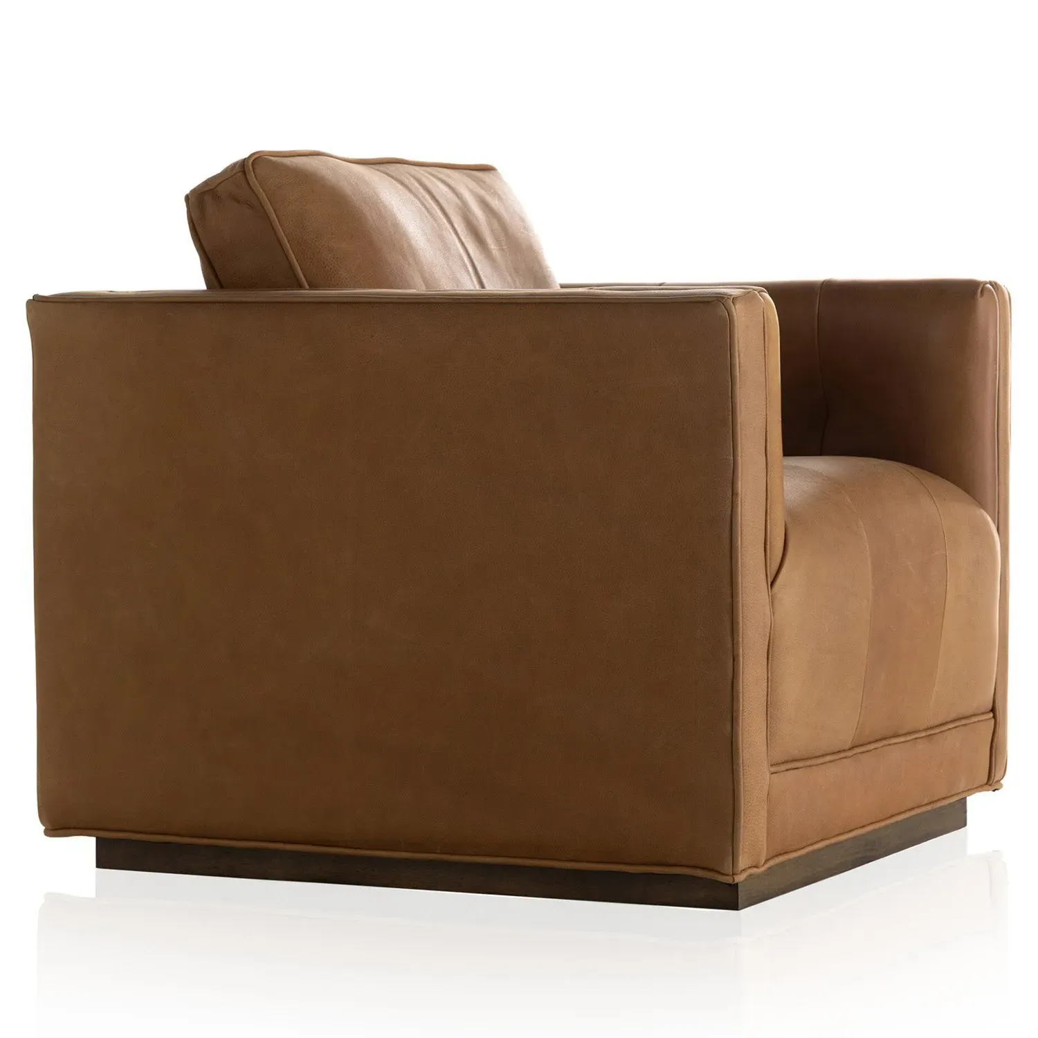 Celeste Tufted Swivel Arm Chair - Tan, Leather