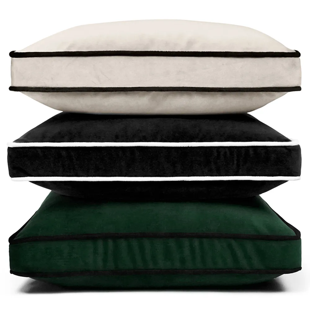 Celestine 22x22 Throw Pillow with Black Piping - Cream, Polyester