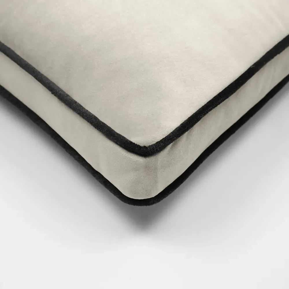 Celestine 22x22 Throw Pillow with Black Piping - Cream, Polyester