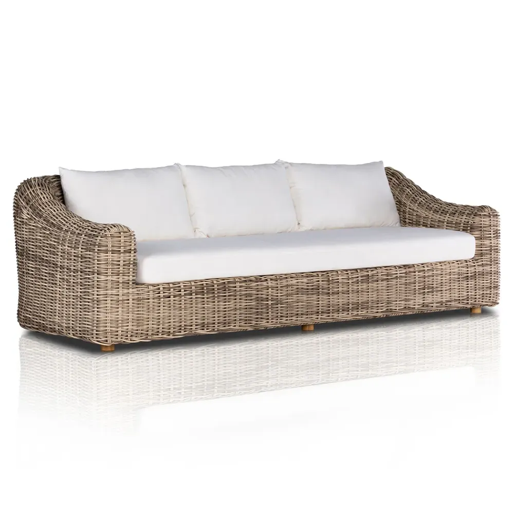 Celina 106" Outdoor Sofa - White, Teak