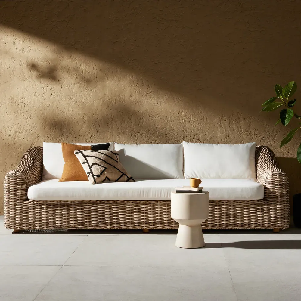 Celina 106" Outdoor Sofa - White, Teak