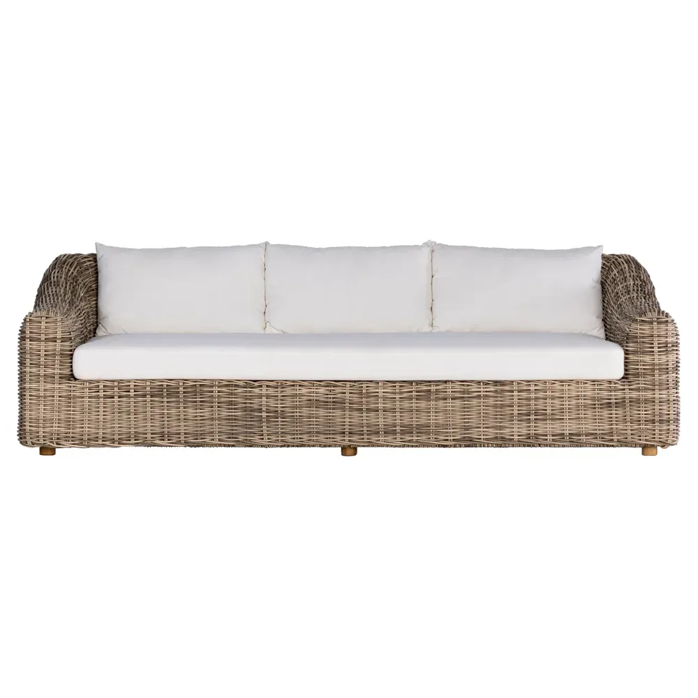 Celina 106" Outdoor Sofa - White, Teak
