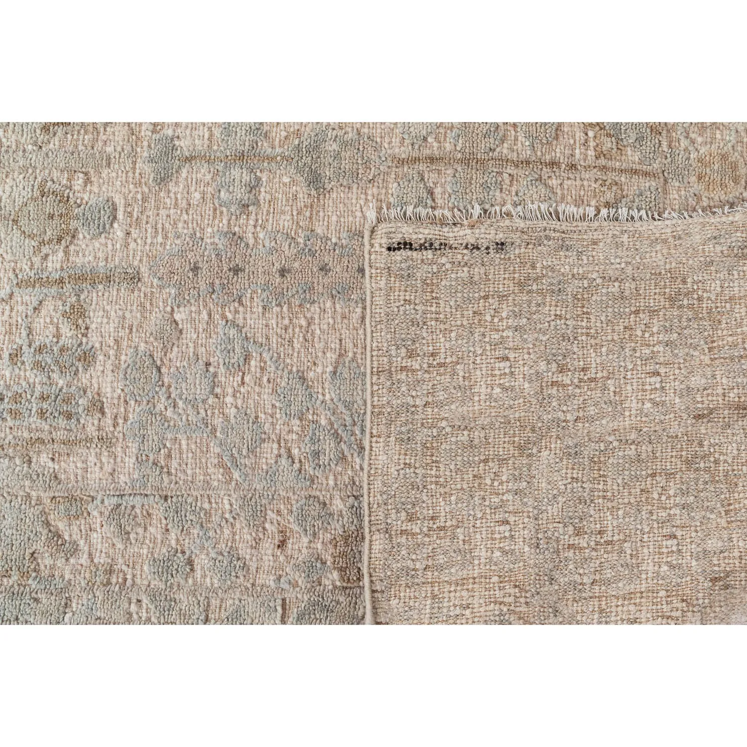 Celina Botanical Patterned Hand Knotted Rug - Grey, Wool