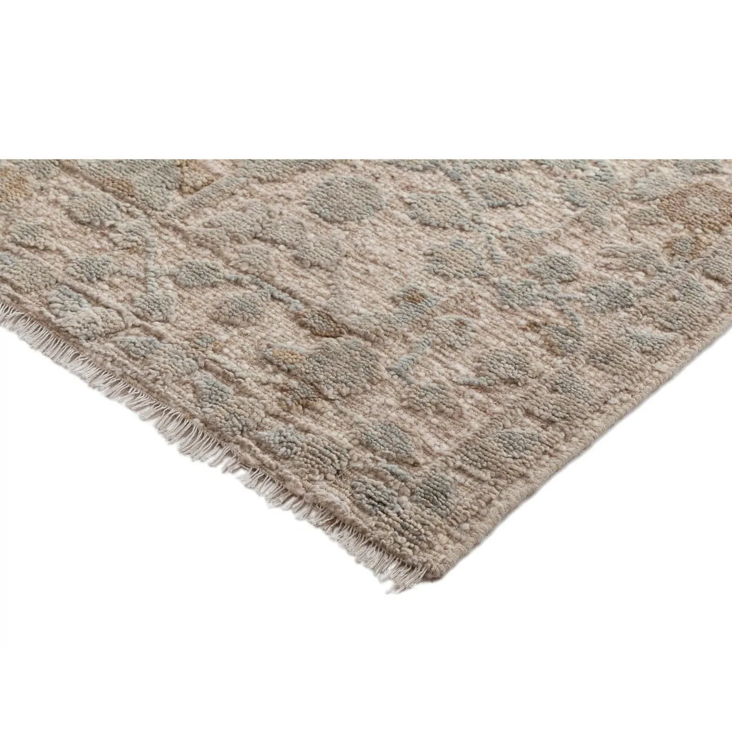 Celina Botanical Patterned Hand Knotted Rug - Grey, Wool