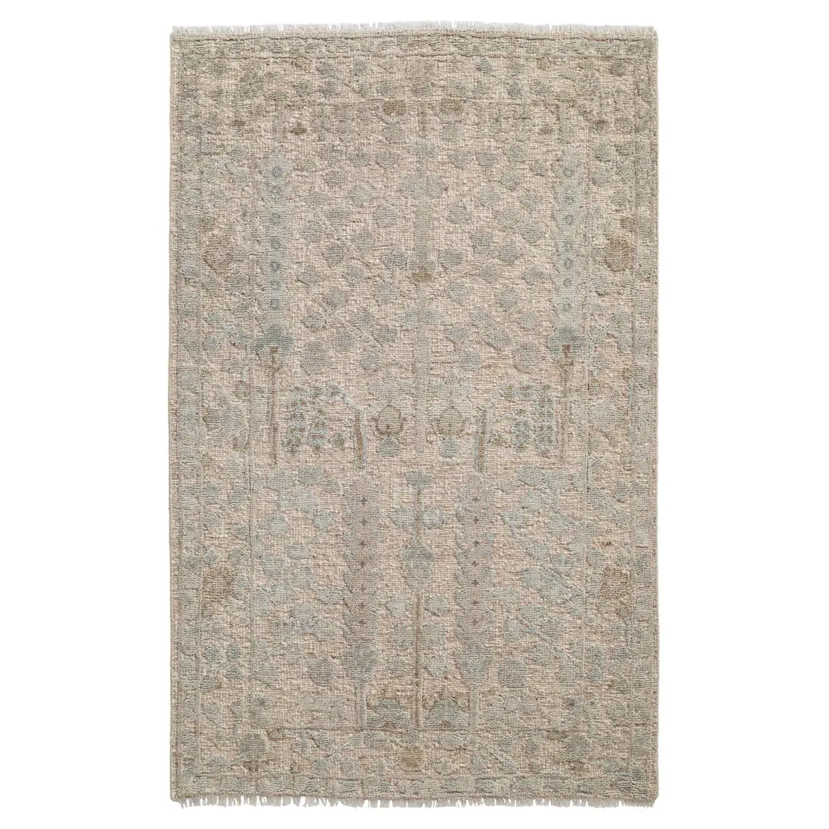 Celina Botanical Patterned Hand Knotted Rug - Grey, Wool image