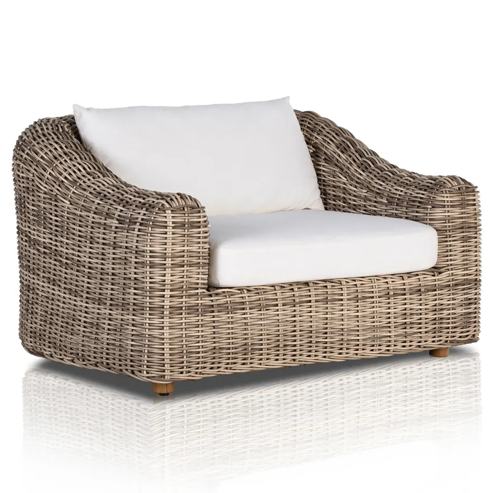 Celina Outdoor Arm Chair - White, Teak
