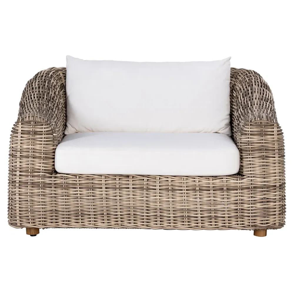 Celina Outdoor Arm Chair - White, Teak