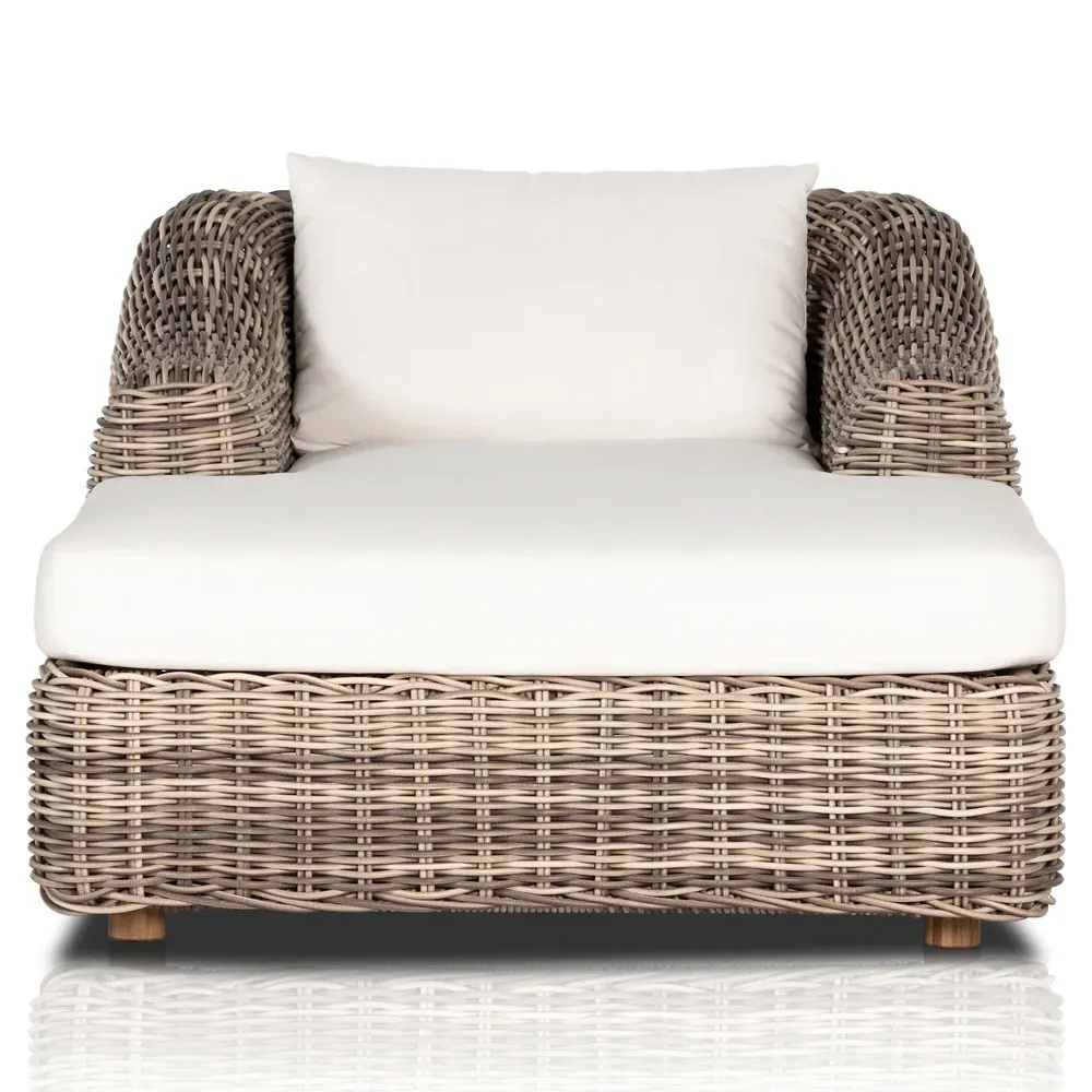 Celina Outdoor Chaise Lounge - White, Teak