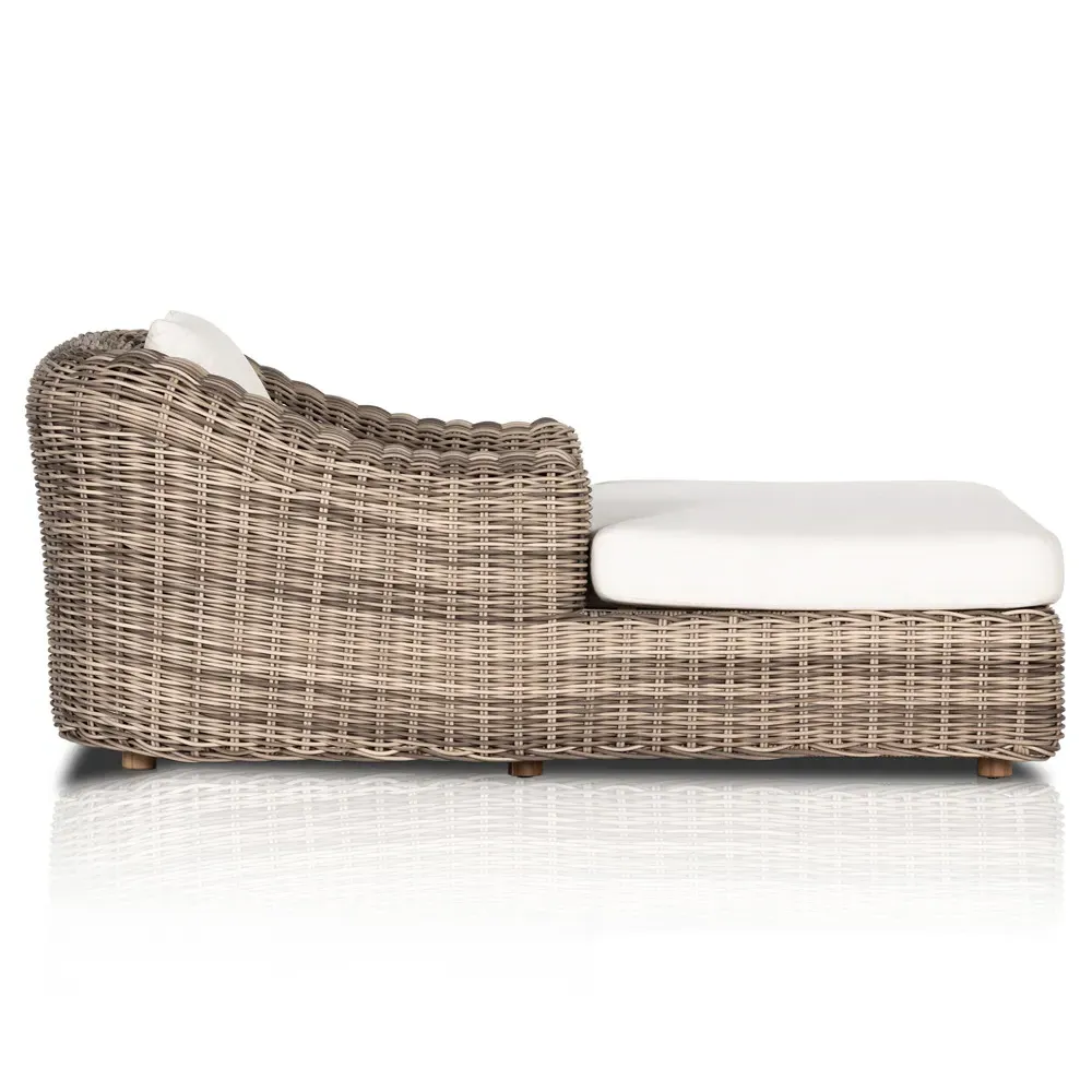 Celina Outdoor Chaise Lounge - White, Teak