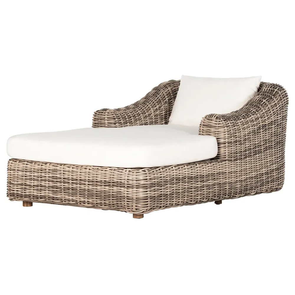 Celina Outdoor Chaise Lounge - White, Teak
