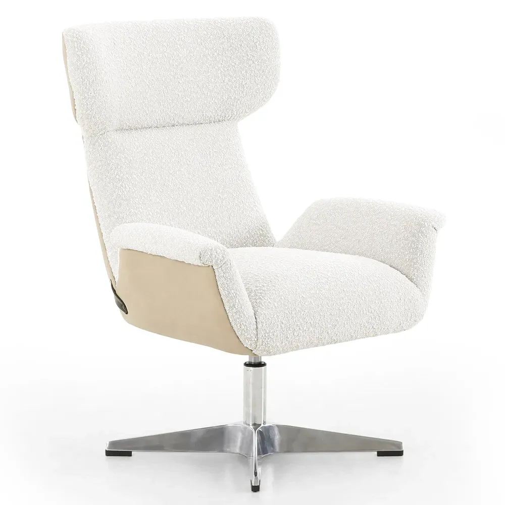 Celine Adjustable Office Chair - White, Boucle
