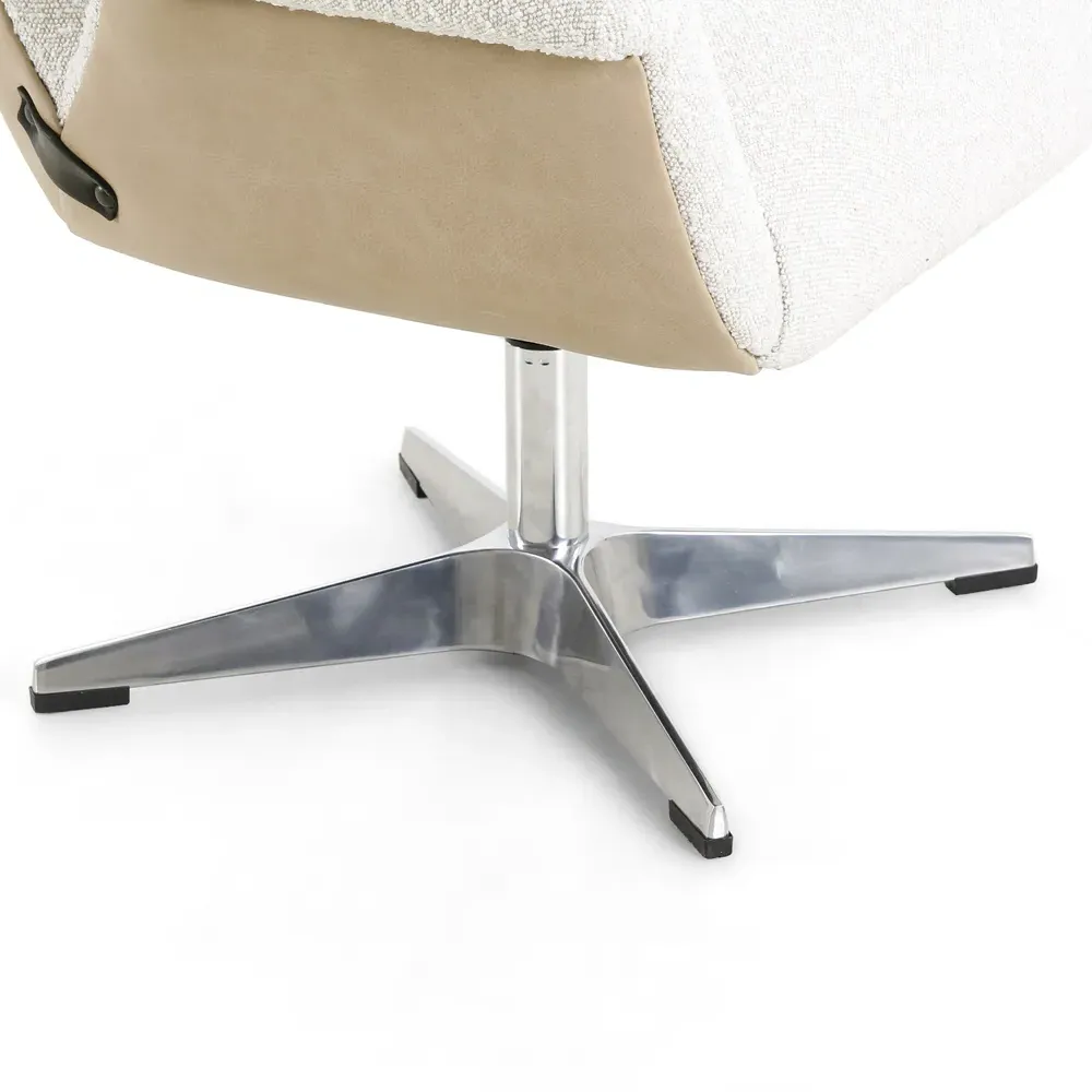 Celine Adjustable Office Chair - White, Boucle