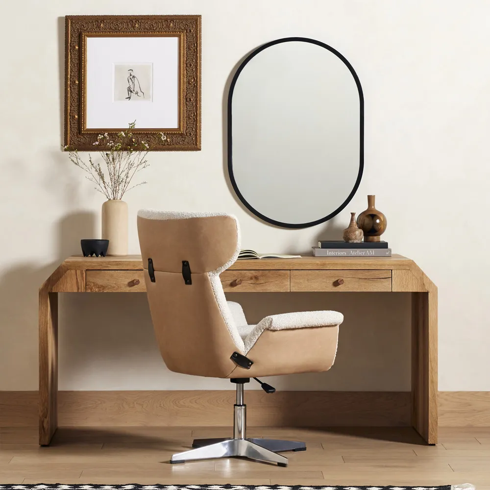 Celine Adjustable Office Chair - White, Boucle