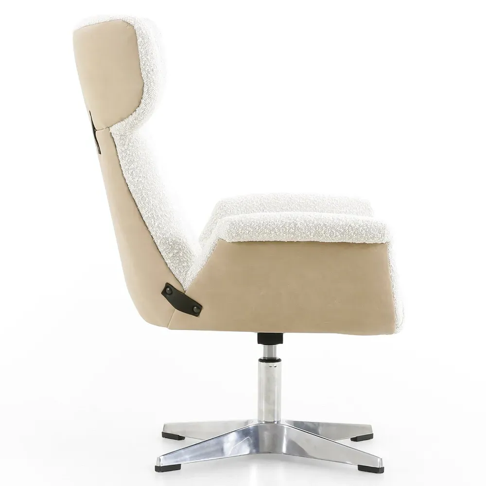 Celine Adjustable Office Chair - White, Boucle