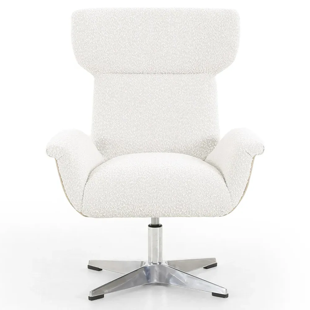 Celine Adjustable Office Chair - White, Boucle