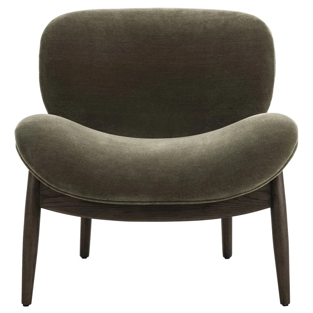 Celine Monte Olive Velvet Slipper Chair - Olive, Oak