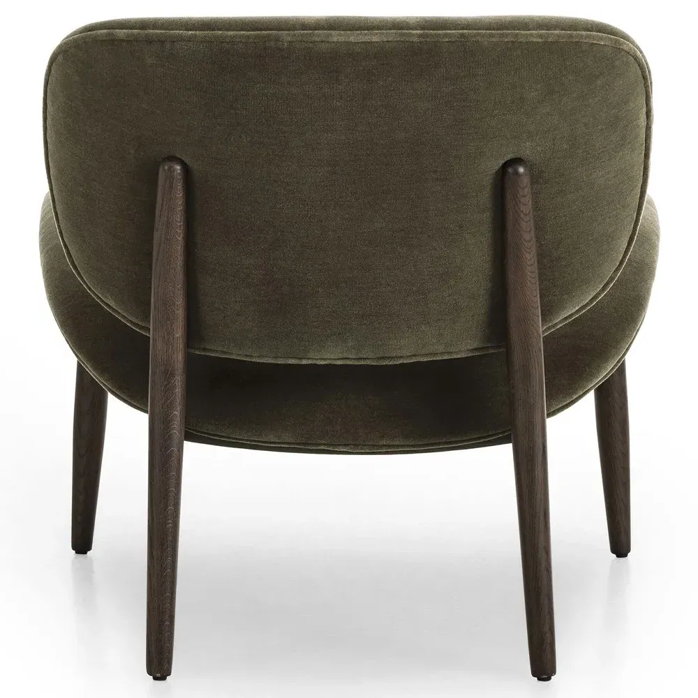 Celine Monte Olive Velvet Slipper Chair - Olive, Oak