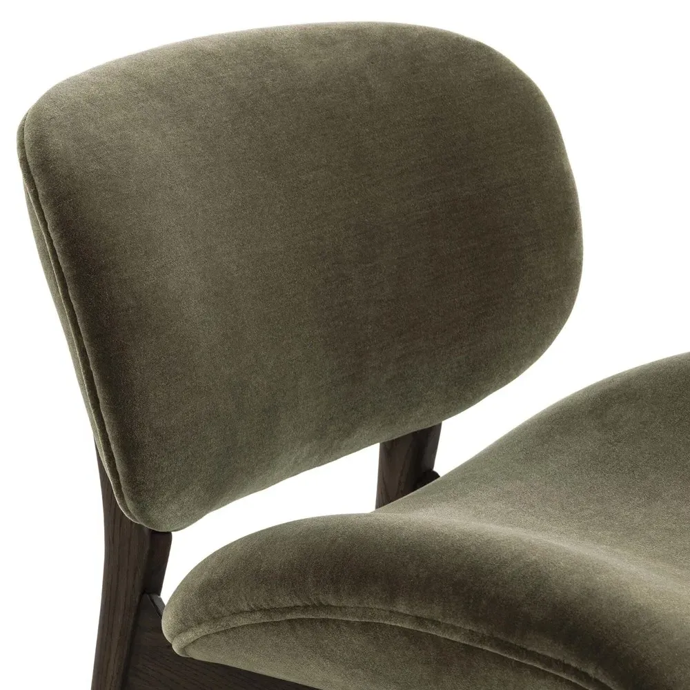 Celine Monte Olive Velvet Slipper Chair - Olive, Oak