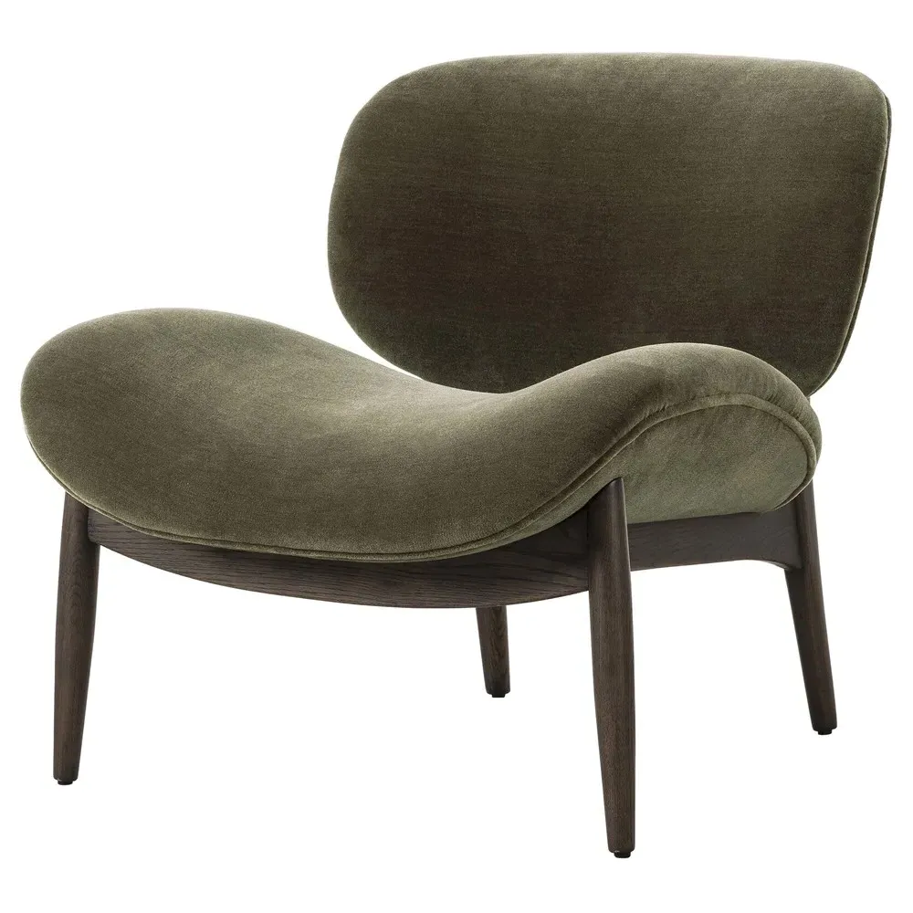 Celine Monte Olive Velvet Slipper Chair - Olive, Oak