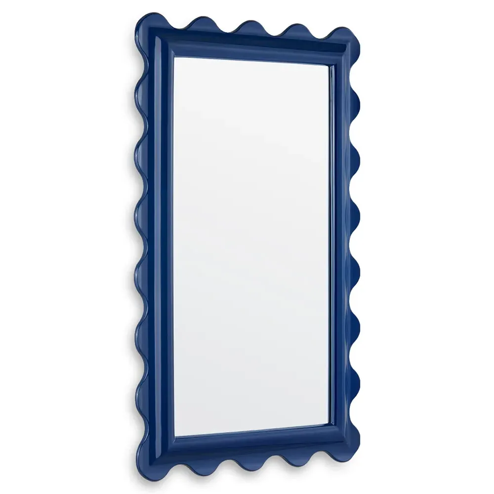 Celine Rectangular Wavy Wall Mirror - Marine Blue, Resin