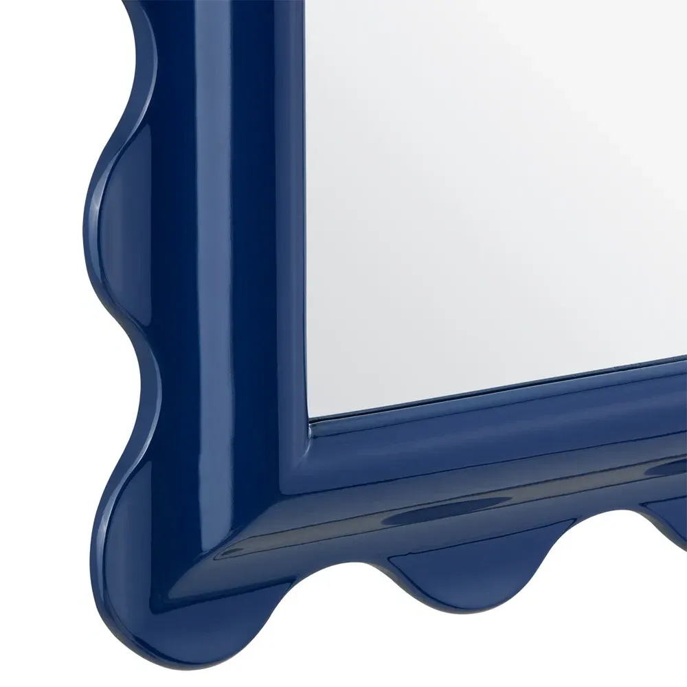 Celine Rectangular Wavy Wall Mirror - Marine Blue, Resin