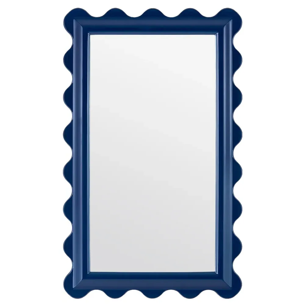 Celine Rectangular Wavy Wall Mirror - Marine Blue, Resin image