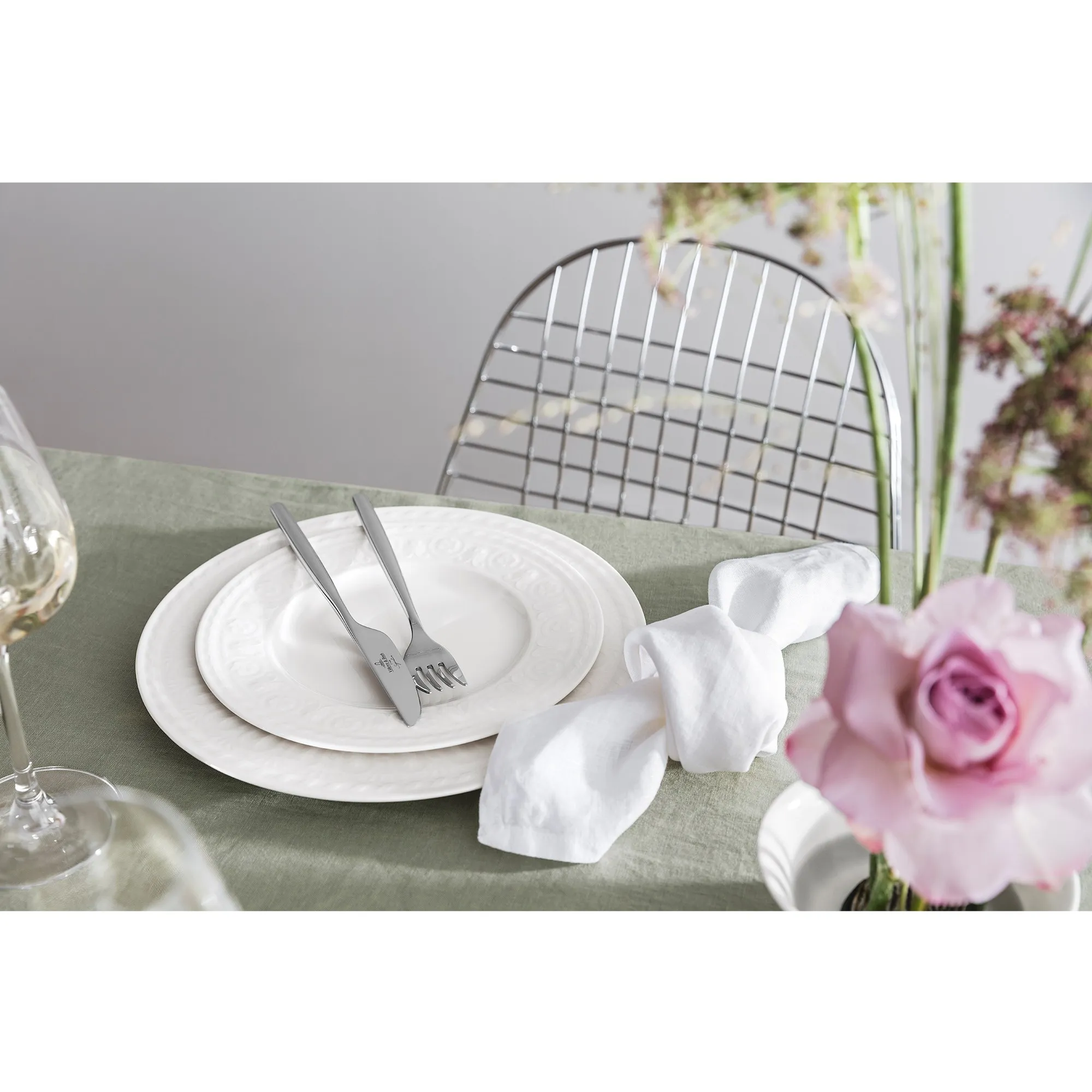 Cellini 24 Piece Dinnerware Set - White, Porcelain