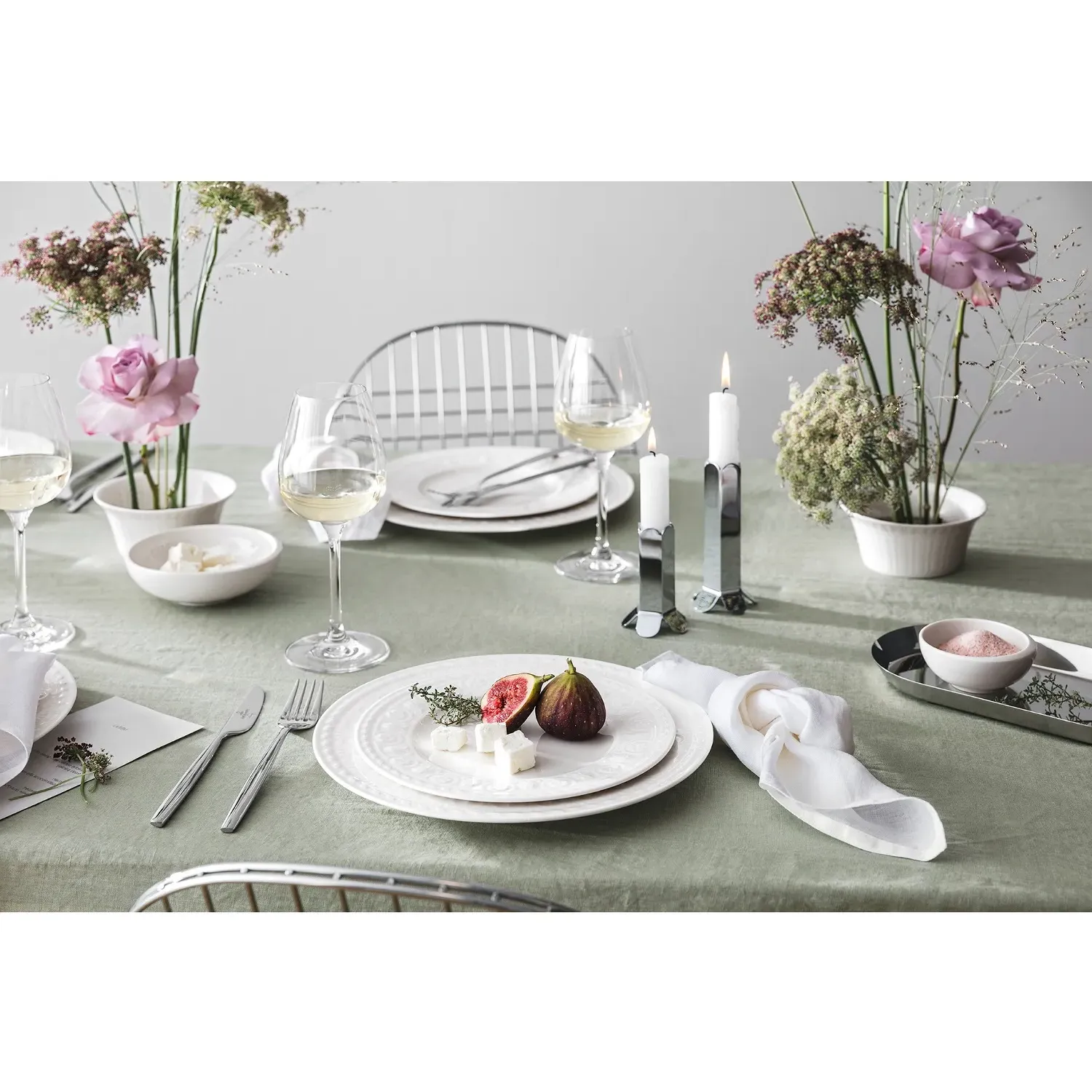 Cellini 24 Piece Dinnerware Set - White, Porcelain