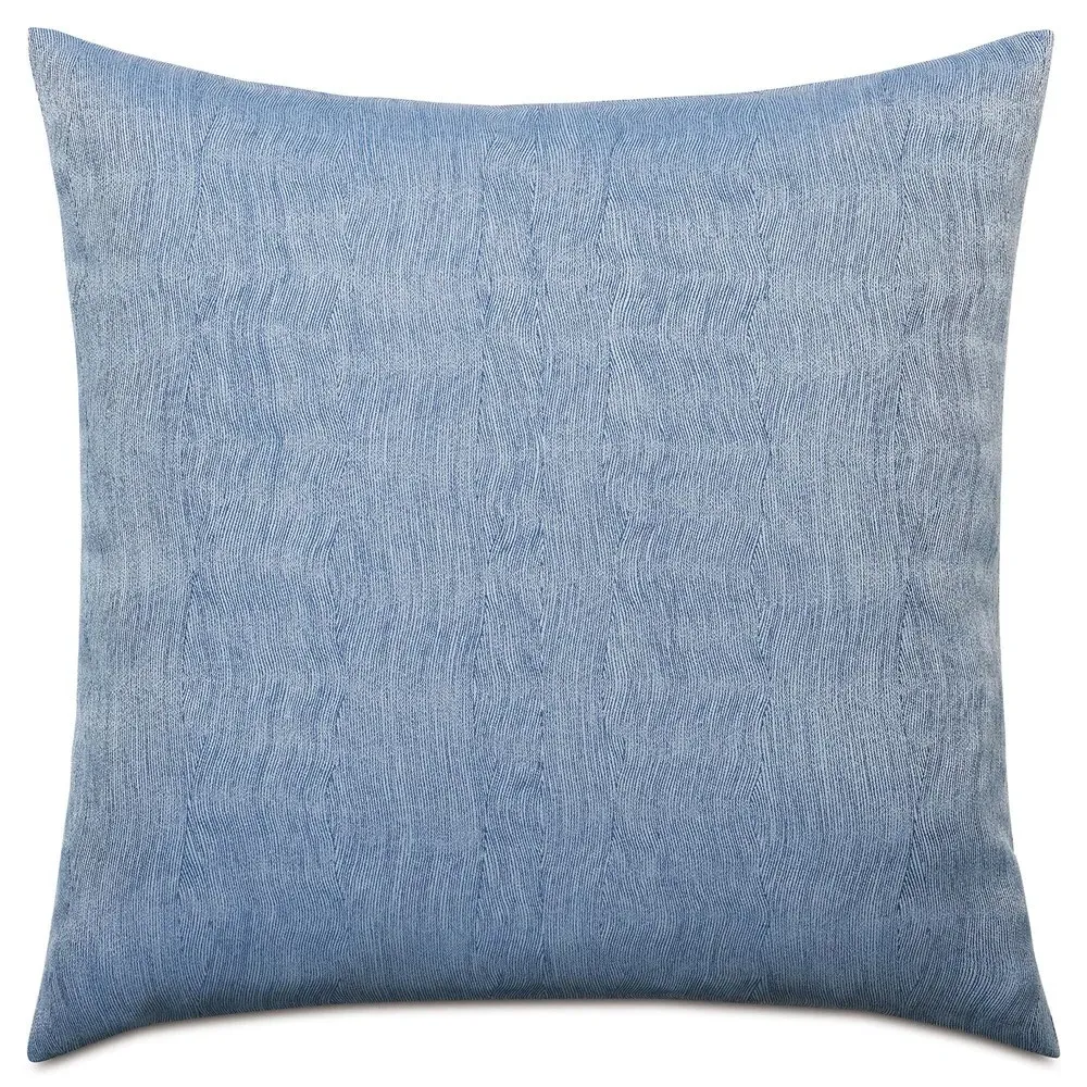 Cerene Embroidered Leaf Border Throw Pillow - Blue