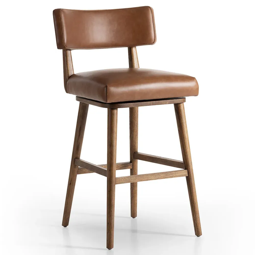 Cerise Swivel Bar Stool - Chestnut Brown, Leather