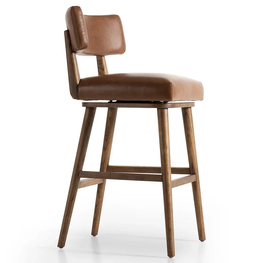 Cerise Swivel Bar Stool - Chestnut Brown, Leather