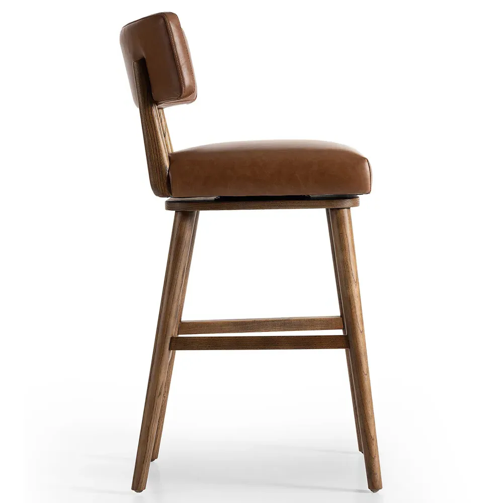 Cerise Swivel Bar Stool - Chestnut Brown, Leather
