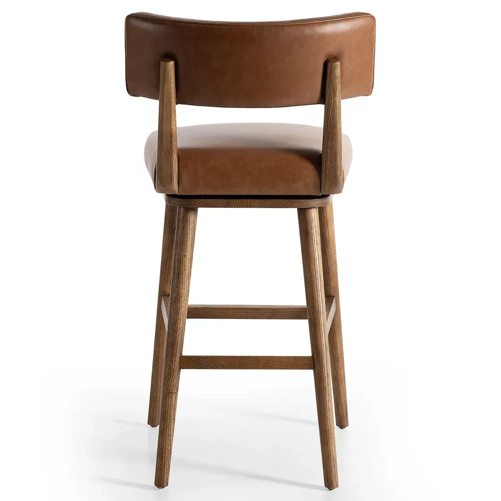 Cerise Swivel Bar Stool - Chestnut Brown, Leather