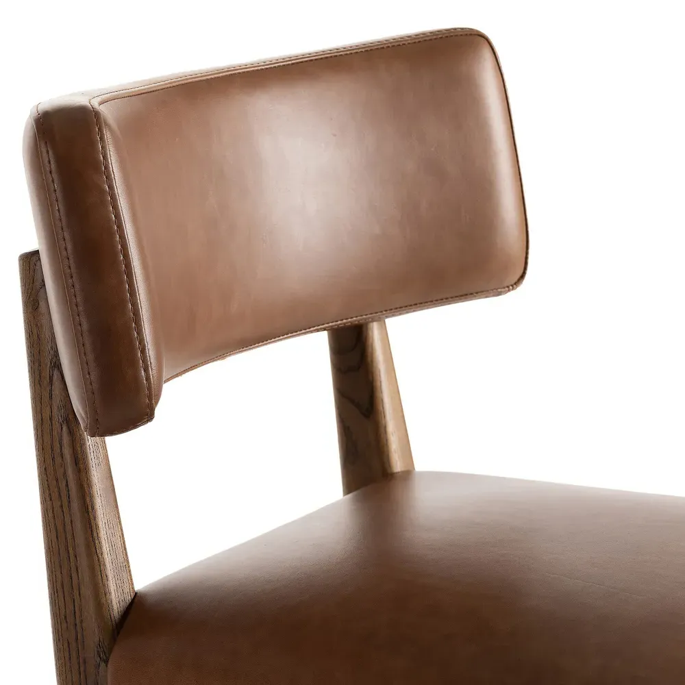 Cerise Swivel Bar Stool - Chestnut Brown, Leather