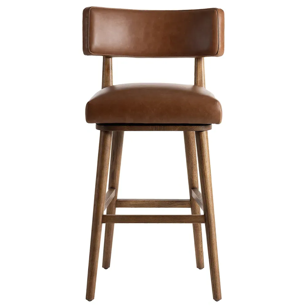 Cerise Swivel Bar Stool - Chestnut Brown, Leather