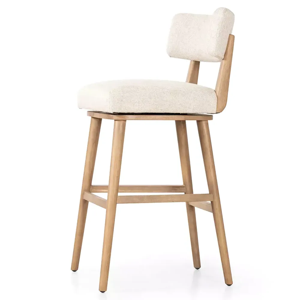 Cerise Swivel Bar Stool - Cream, Wood