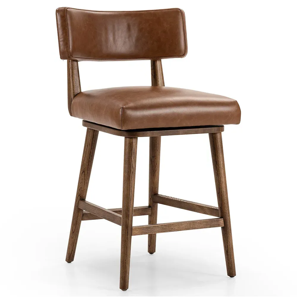 Cerise Swivel Counter Stool - Chestnut Brown, Leather