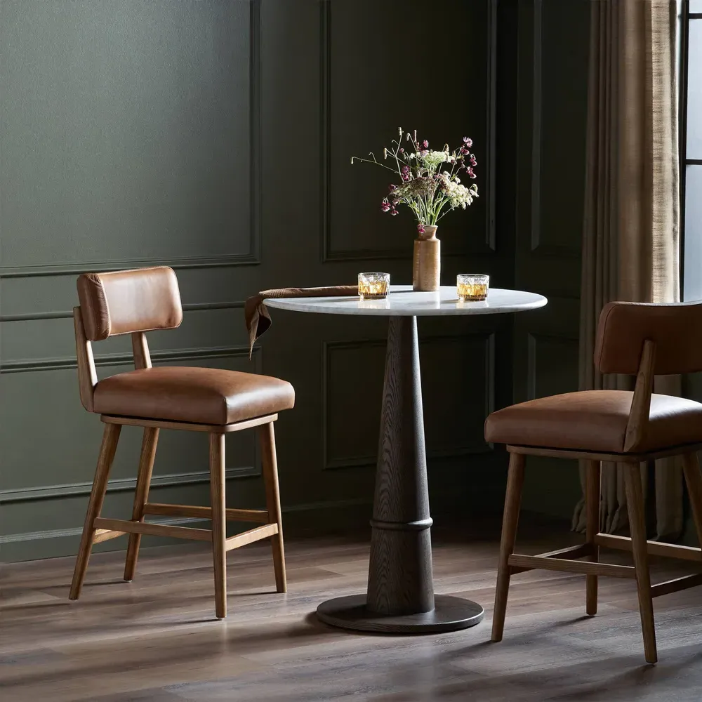 Cerise Swivel Counter Stool - Chestnut Brown, Leather